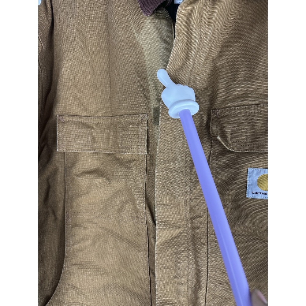 *Flawed Carhartt Arctic Duck Coat 2XL Quilt Lined Corduroy Collar USA C003 BRN - Picture 10 of 16